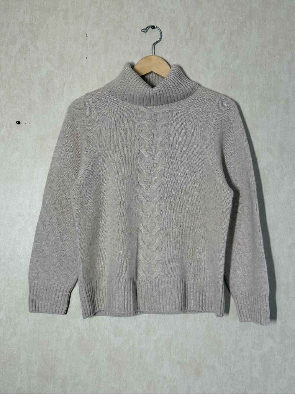 C by Bloomingdales 100% Cashmere Turtleneck Sweater Minimalist in Oatmeal S